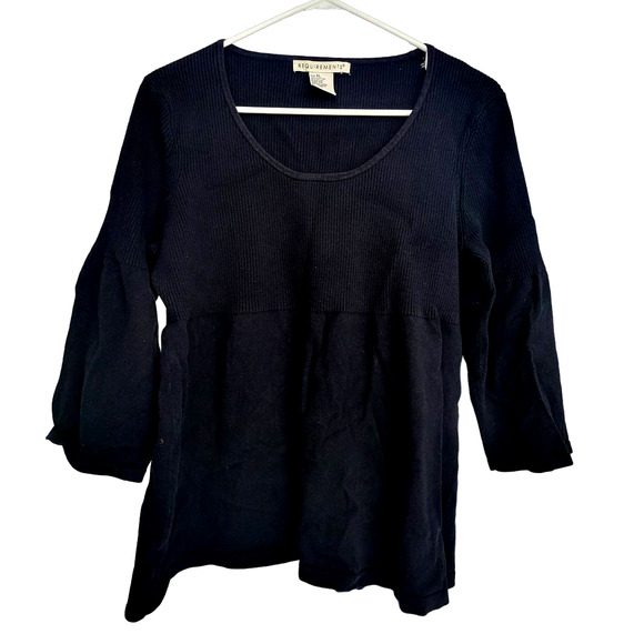 Requirements Black Scoop Neck Ribbed Long Sleeve Shirt - Size XL - Picture 1 of 2